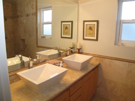 Master bathroom at Newport Shores home