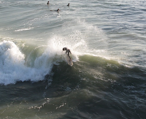 Surfing at HB PIer