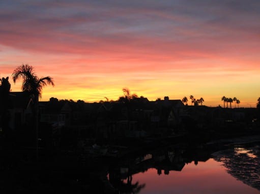 Newport Shores in Newport Beach sunset