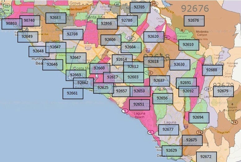 Orange County Zip Code Map Newport Beach Ca Real Estate Homes