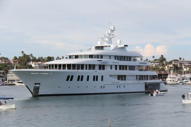 The Invictus Arrives in Newport Beach Largest Yacht Moored in