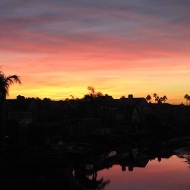 Newport Shores in Newport Beach sunset